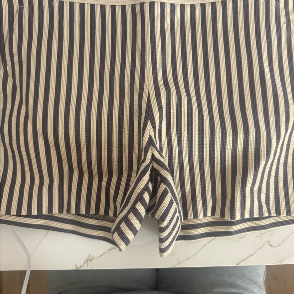 Tory Burch Navy and Cream Striped Shorts 2